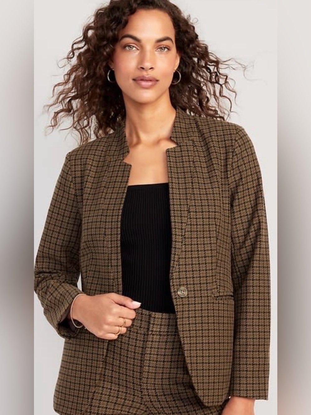Old Navy Brown Houndstooth Collarless Pixie Blazer - Size XXL Tall NWT